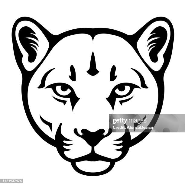 stockillustraties, clipart, cartoons en iconen met puma head tattoo. mascot creative design. - poema