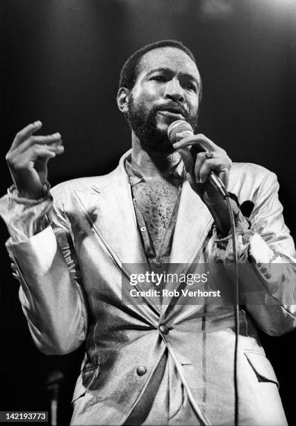 Marvin Gaye performs on stage at De Doelen, Rotterdam, Netherlands, 1st July 1980.