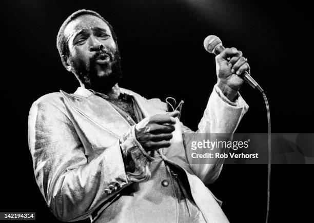 Marvin Gaye performs on stage at De Doelen, Rotterdam, Netherlands, 1st July 1980.