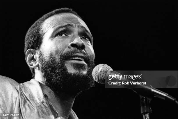 Marvin Gaye performs on stage at De Doelen, Rotterdam, Netherlands, 1st July 1980.