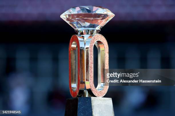 Diamond League trophy is seen during the Weltklasse Zurich 2022, part of the 2022 Diamond League series at Stadion Letzigrund on September 08, 2022...