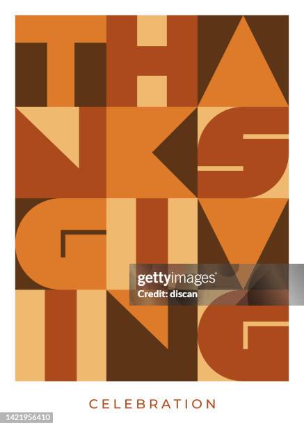 happy thanksgiving card with geometric typography. - audit stock illustrations