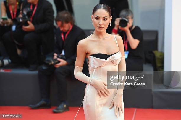 Giulia De Lellis attends the "Blonde" red carpet at the 79th Venice International Film Festival on September 08, 2022 in Venice, Italy.