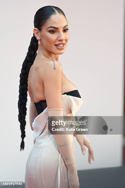 Giulia De Lellis attends the "Blonde" red carpet at the 79th Venice International Film Festival on September 08, 2022 in Venice, Italy.