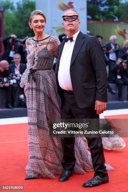 Alessandra Mion and Ernst Knam attend the "Blonde" red carpet at the 79th Venice International Film Festival on September 08, 2022 in Venice, Italy.