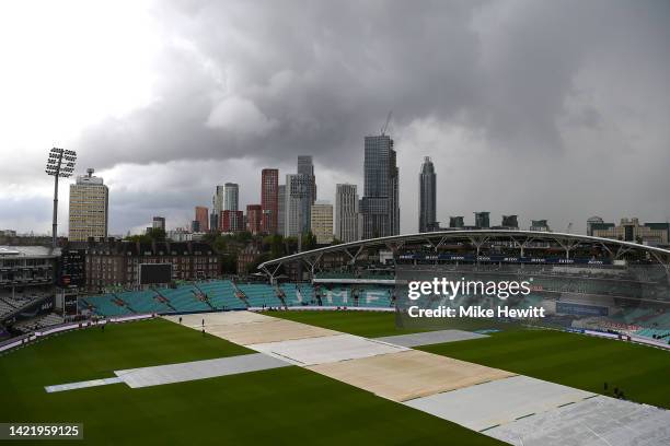 General view after the announcement that play has been abandoned during Day One of the Third LV= Insurance Test Match between England and South...