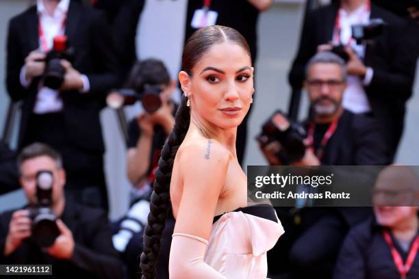 Giulia De Lellis attends the Netflix Film "Blonde" red carpet at the 79th Venice International Film Festival on September 08, 2022 in Venice, Italy.