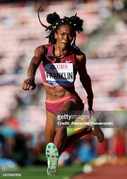 Tori Franklin of United States competes in Women's Triple Jump during the Weltklasse Zurich 2022, part of the 2022 Diamond League series at Stadion...