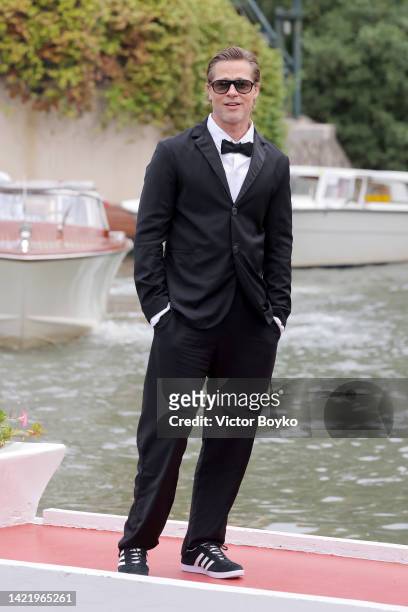 Brad Pitt arrives at the Hotel Excelsior during the 79th Venice International Film Festival on September 08, 2022 in Venice, Italy.
