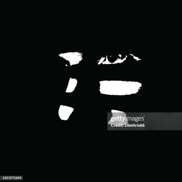 man looking through window blind. high contrast, black & white. - high contrast stock illustrations