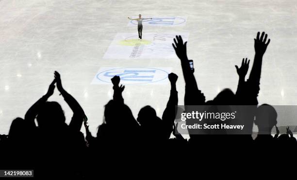 Caroina Kostner of Italy is applauded by the crowd after her performance during day six of the ISU World Figure Skating Championships on March 31,...