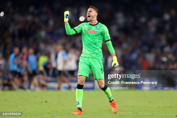 Alex Meret of SSC Napoli during the UEFA Champions League group A match between SSC Napoli and Liverpool FC at Stadio Diego Armando Maradona on...