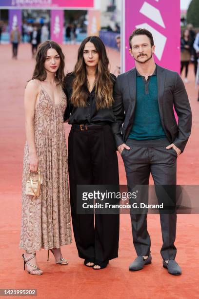 Lily McInerny, Jamie Dack and Jonathan Tucker attend the "Sans Filtre" Premiere during the 48th Deauville American Film Festival on September 08,...