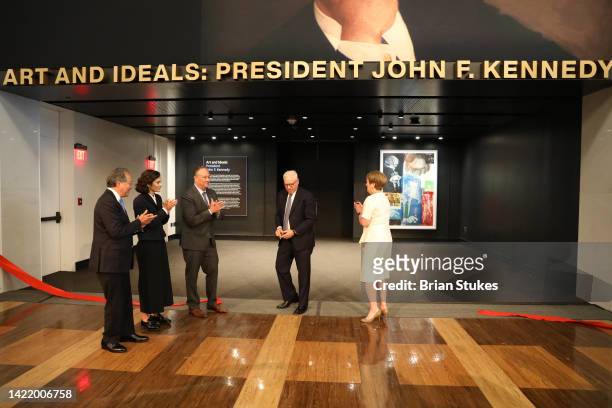 Yo-Yo Ma, Rose Kennedy Schlossberg, second gentleman of the United States Douglas Emhoff, David M. Rubenstein and President of The John F. Kennedy...