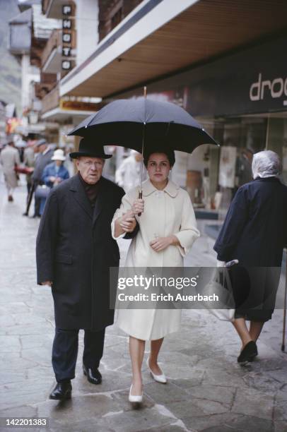 Spanish cellist Pablo Casals with his wife, Marta Casals Istomin, Zermatt, Switzerland, September 1965.