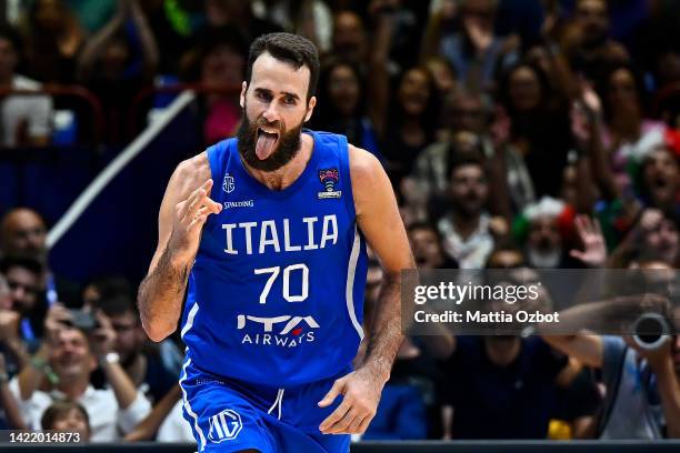 Luigi Datome of Italy gesture during the FIBA EuroBasket 2022 group C match between Great Britain and Italy at Forum di Assago on September 08, 2022...