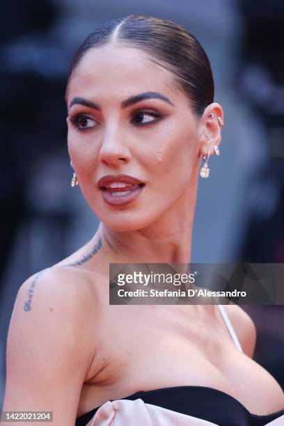 Giulia De Lellis attends the "Blonde" red carpet at the 79th Venice International Film Festival on September 08, 2022 in Venice, Italy.