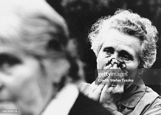 Old women weeping at the funeral of a Czech boy shot by Soviet troops in Prague, during the Prague Spring of 1968.