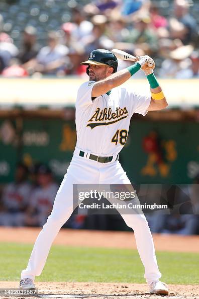 Code Thomas Cody Thomas of the Oakland Athletics at bat against the Atlanta... News ...