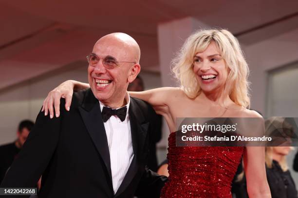 Italian director Paolo Virzì and his wife Italian actress Micaela Ramazzotti attend the "Siccità" red carpet at the 79th Venice International Film...