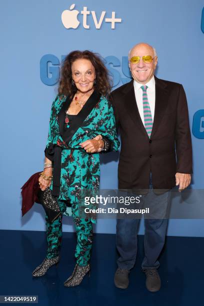 Diane von Fürstenberg and Barry Diller attend Apple TV+'s "Gutsy" New York premiere at Times Center Theatre on September 08, 2022 in New York City.