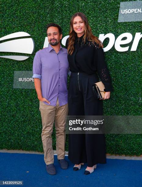 Maria Sharapova and Lin-Manuel Miranda attend the 2022 US Open at USTA Billie Jean King National Tennis Center on September 8, 2022 in the Flushing...