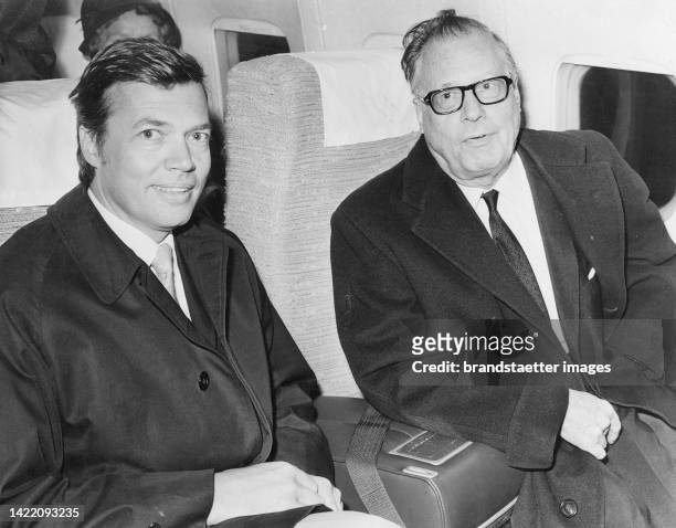 Karlheinz Böhm with his father Karl Böhm on the plane. About 1960.