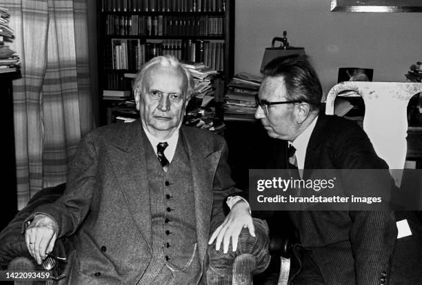 Viktor Frankl visiting Martin Heidegger. Freiburg im Breisgau. About 1960.