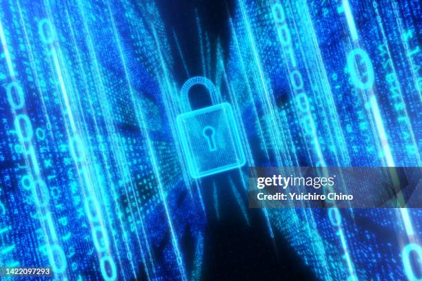 data security with binary padlock - contraseña fotografías e imágenes de stock