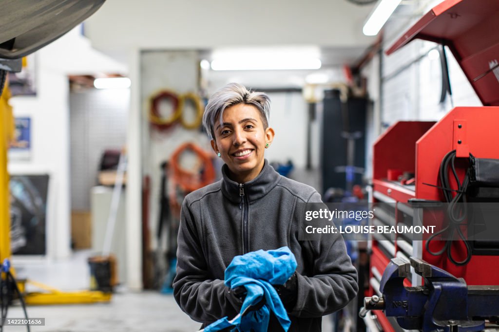 Real life female mechanic at work