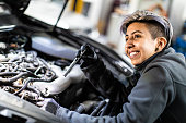 Real life female mechanic at work