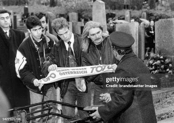 Football fans at Ernst Happel's funeral. Hernals cemetery. Vienna. 26 November 1992.