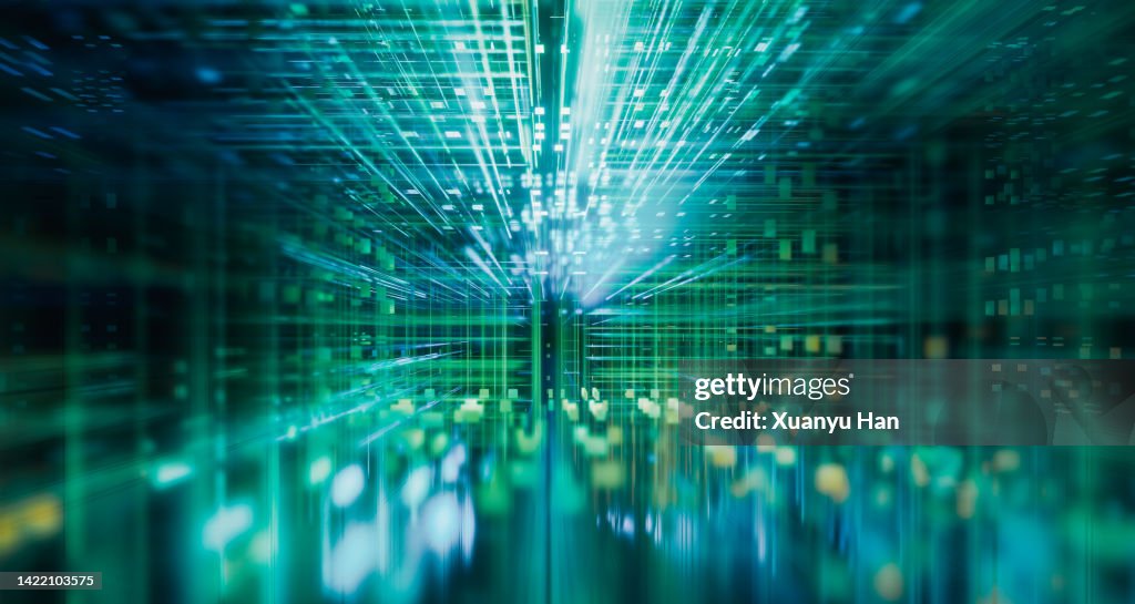 3D rendering: fast flowing technology lines
