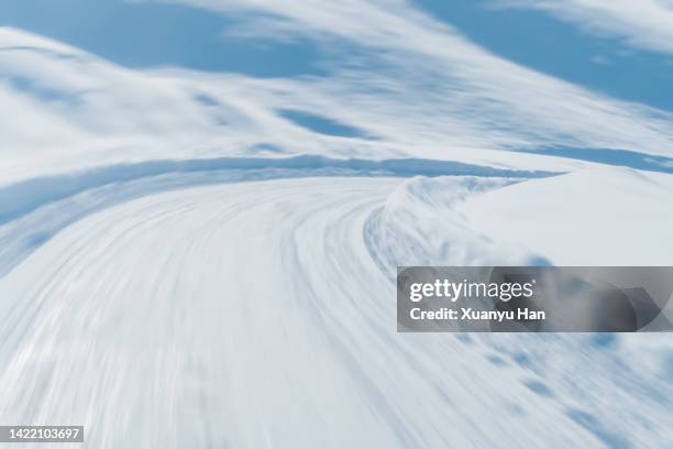 winter snow curved road - mountain road stock pictures, royalty-free photos & images