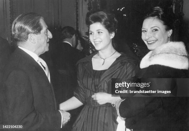 Karl Farkas with the actress Christiane H�örbiger . About 1965.