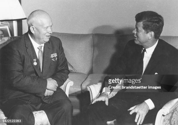 Nikita Khrushchev and John F. Kennedy at the summit meeting in Vienna. 3 oder 4 June 1961.