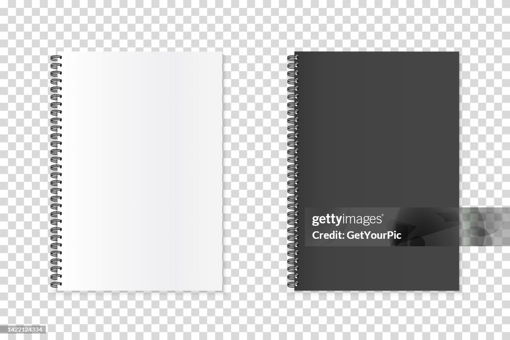 Spiral Notebook Templates Vector Mock Up Illustrations With Copy Space ...