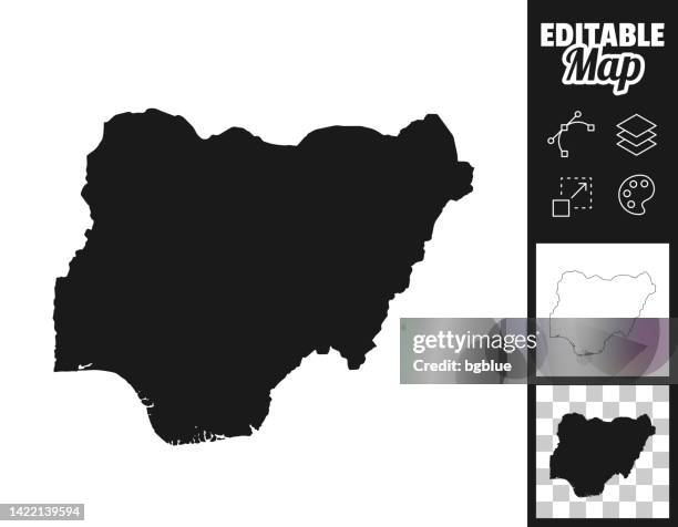 ilustrações de stock, clip art, desenhos animados e ícones de nigeria maps for design. easily editable - nigéria