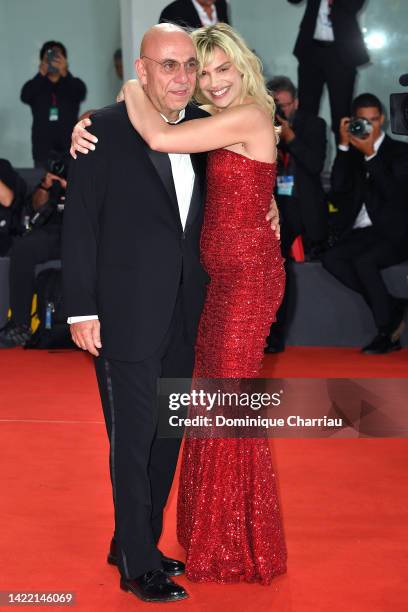 Paolo Virzì and his wife Micaela Ramazzotti attend the "Siccità" red carpet at the 79th Venice International Film Festival on September 08, 2022 in...