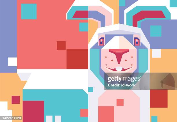 ilustraciones, imágenes clip art, dibujos animados e iconos de stock de carácter de conejo - lagomorfos