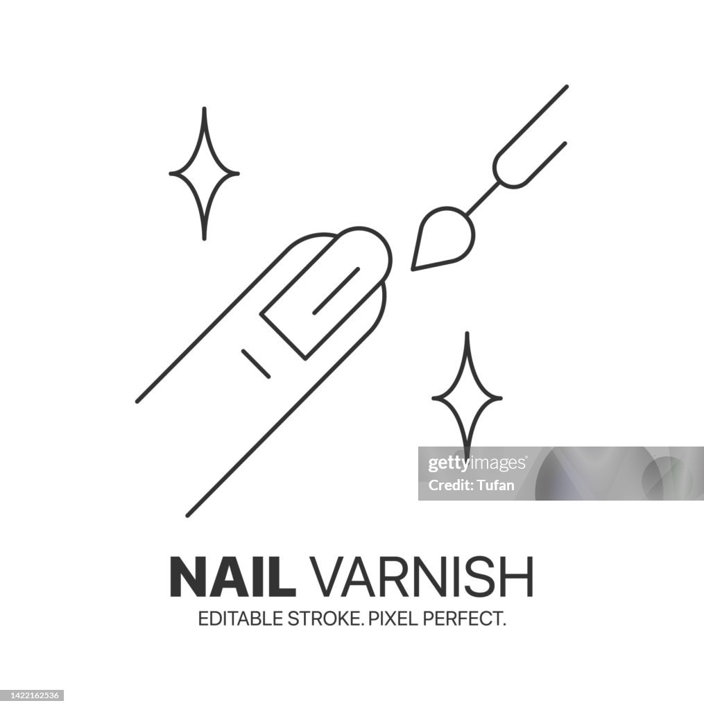 Nail Care and Nail Varnish icon logo. Outline style lacquer up, manicure for beauty concept vector