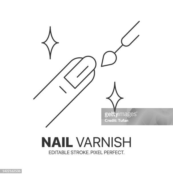 nail care and nail varnish icon logo. outline style lacquer up, manicure for beauty concept vector - manicure stock illustrations