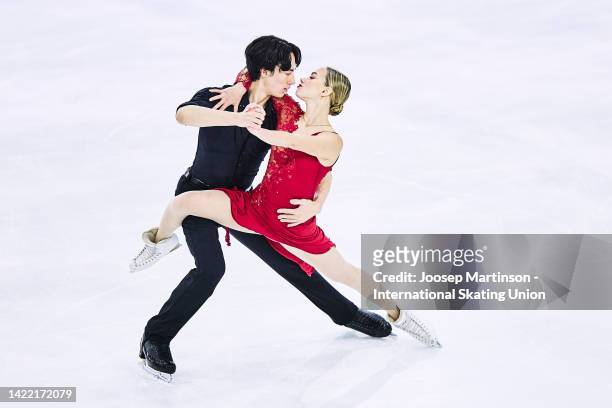 Karla Maria Karl and Kai Hoferichter of Germany compete in the Junior Ice Dance Rhythm Dance during the ISU Junior Grand Prix of Figure Skating at...