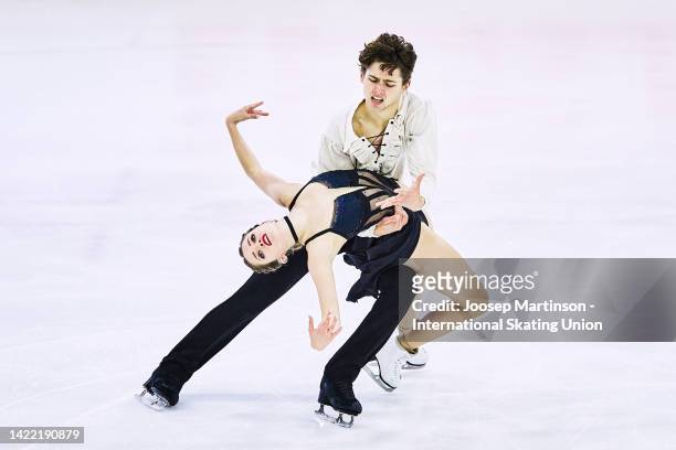 Sandrine Gauthier and Quentin Thieren of Canada compete in the Junior Ice Dance Rhythm Dance during the ISU Junior Grand Prix of Figure Skating at...