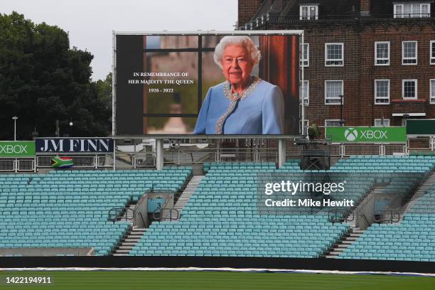 The second day of the 3rd Test match between England and South Africa is cancelled at The Kia Oval on September 09, 2022 in London, England....