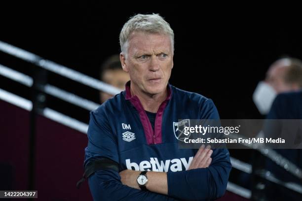 Manager David Moyes of West Ham United during the UEFA Europa Conference League group B match between West Ham United and FCSB at London Stadium on...