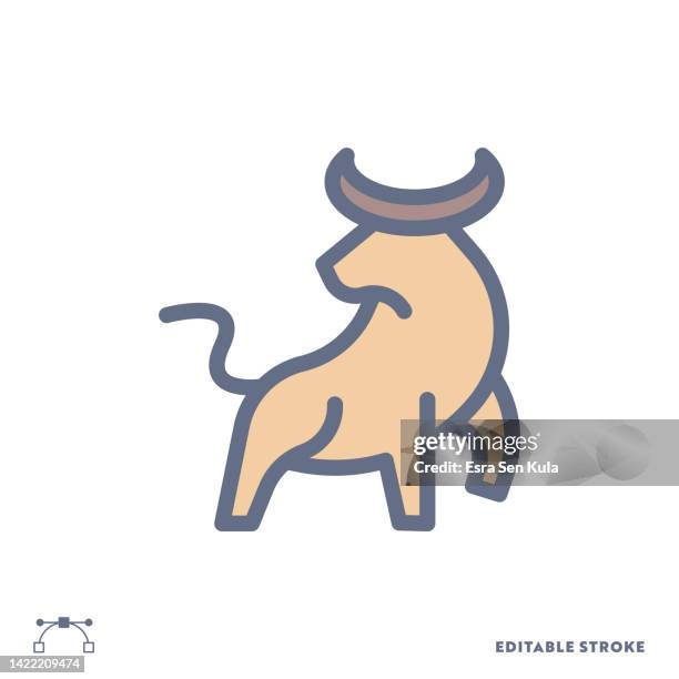 bull market color flat line icon design with editable stroke. suitable for web page, mobile app, ui, ux and gui design. - volatility icon stock illustrations