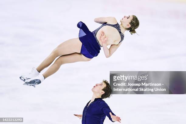 Ashlyn Schmitz and Tristan Taylor of Canada compete in the Junior Pairs Free Skating during the ISU Junior Grand Prix of Figure Skating at Volvo...