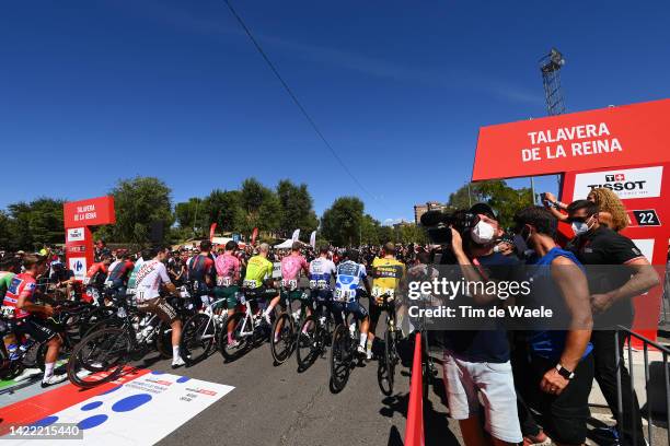 Patrick Bevin of New Zealand and Team Israel - Premier Tech, Remco Evenepoel of Belgium and Team Quick-Step - Alpha Vinyl - Red Leader Jersey, Mads...