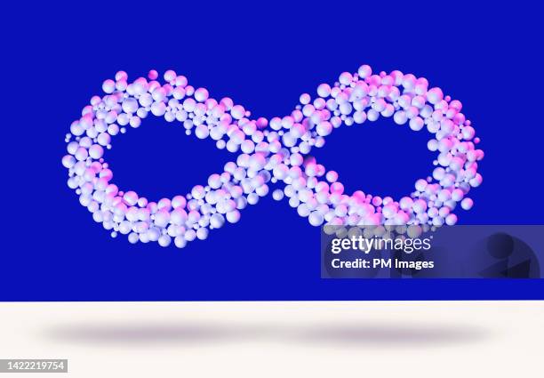 infinity concept with white balls - rappresentare foto e immagini stock